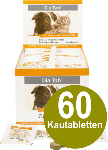 Alfavet Dia Tab 60 Kautabletten für Hund & Katz bei Durchfall