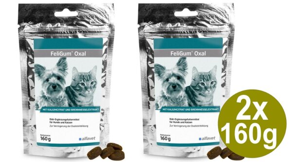 Alfavet FeliGum Oxal 2x160g Hund Katze Verringerung Oxalsteinbildung