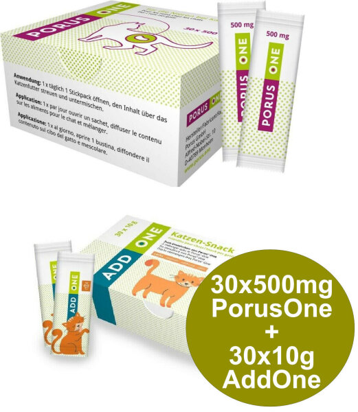 Porus One 30x500mg Katzen Urämie + Add One Lachs 30x10g