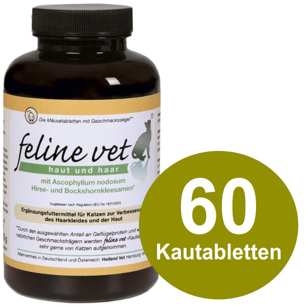 Feline Vet Haut & Haar 60 Tabl. Katze Verbesserung Fell und Haut